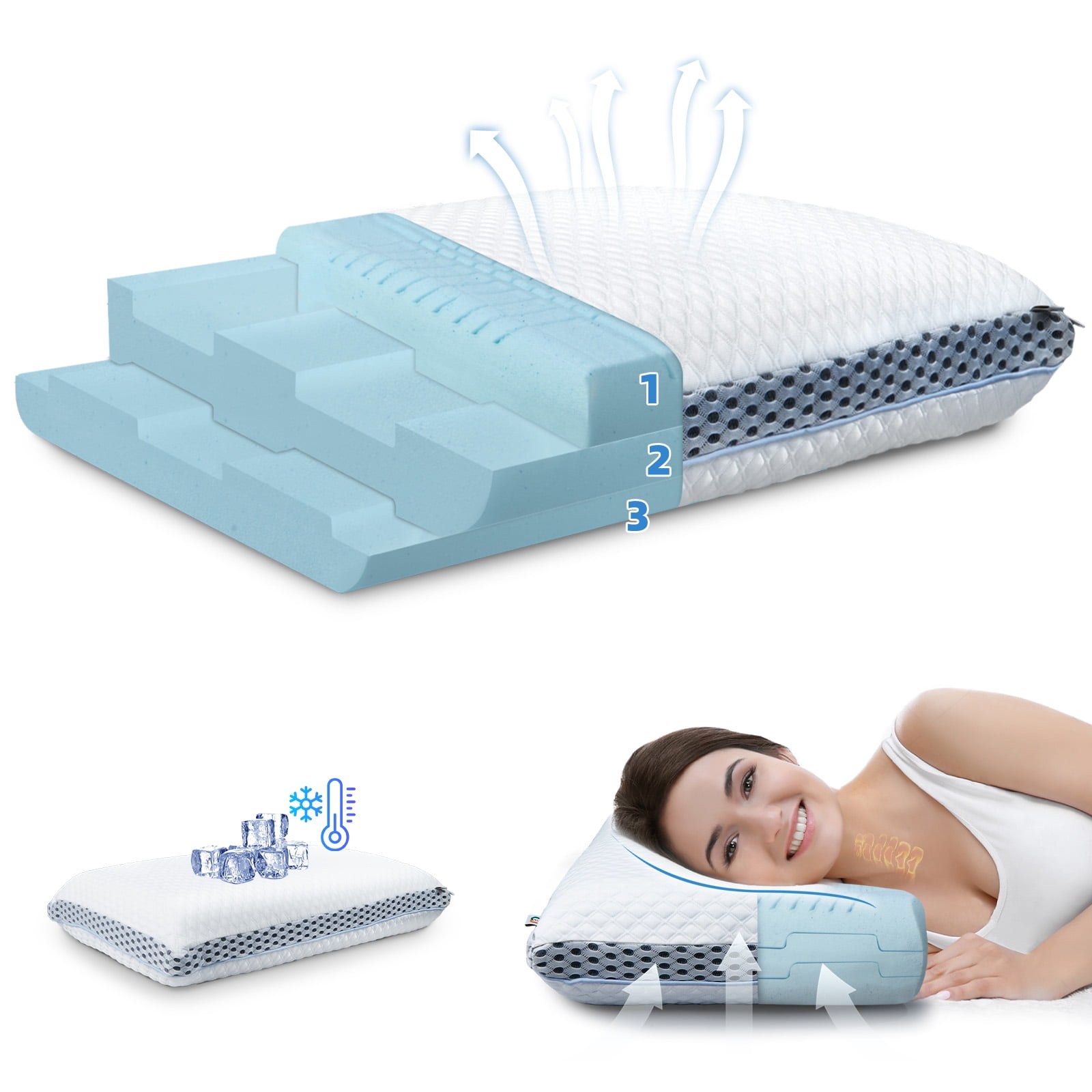 Mastery Mart Neck Pillows for Pain Relief Sleeping, Side Sleeper Pillow