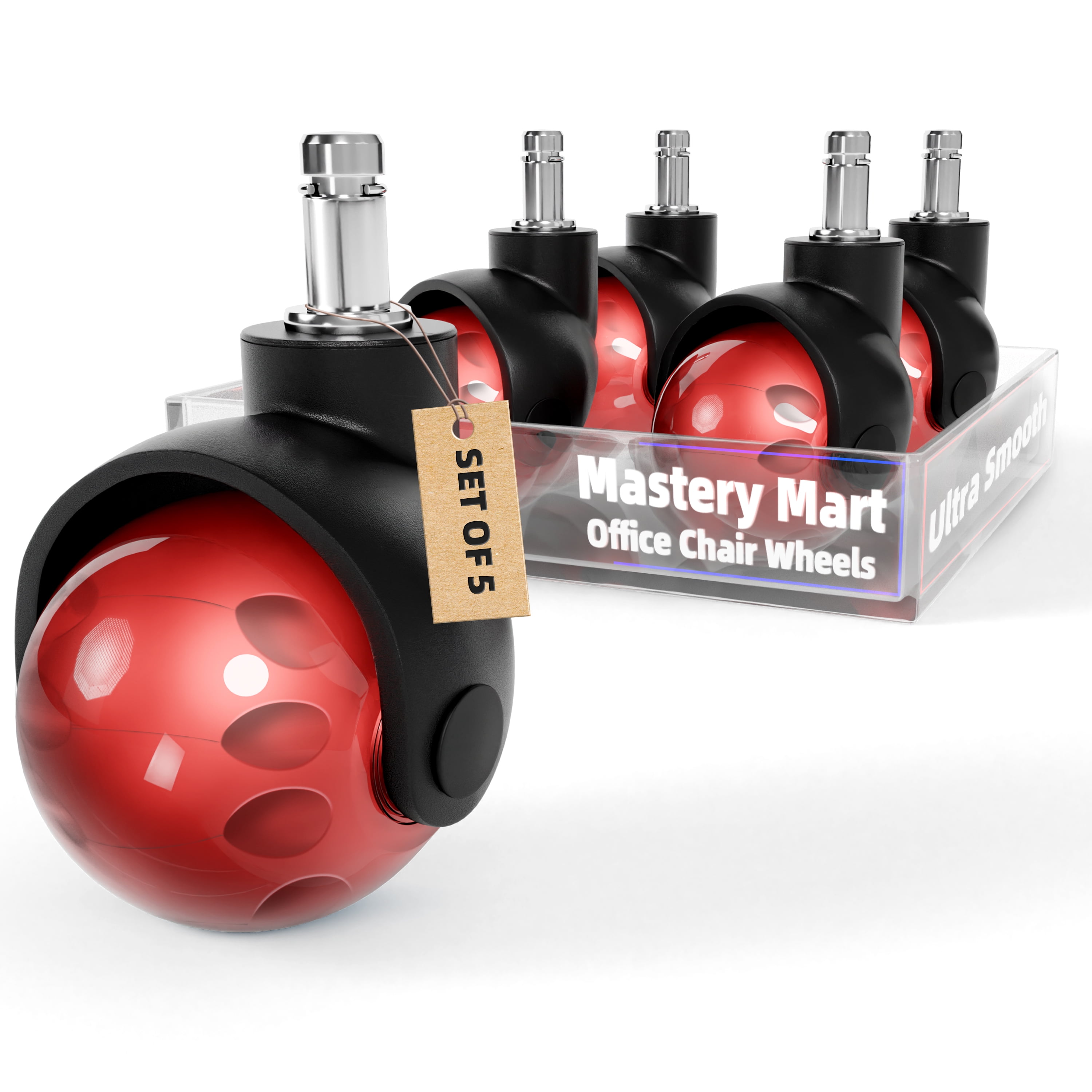 Mastery Mart Office Chair Wheels for Carpet and Hardwood Floors, Heavy