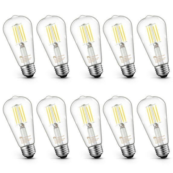 Mastery Mart Vintage Led Edison Light Bulbs ST19, 60 Watt Equivalent, Daylight White (5000K) with Clear Glass, Dimmable 500 Lumens, E26 Medium Base, 10 Pack