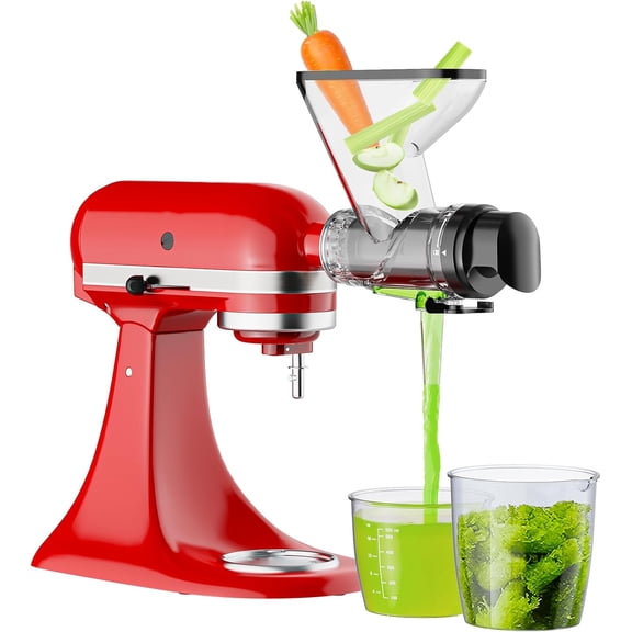 Masticating Juicer Attachment for KitchenAid Stand Mixer, Cold Press Mixer Attachments with Dual Feed Chute, Slow Machine Vegetables & Fruits by