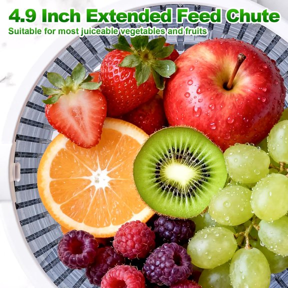 Masticating Juicer Attachment for Stand Mixer, 4.9 Large Feed Chute Slow Cold Press with 2x32oz Cups