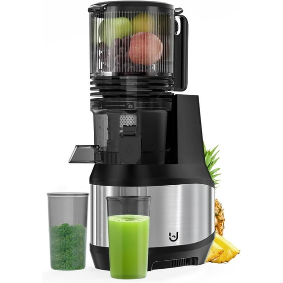 Masticating Juicer Machines, 6.2" Inch Feeding Chute Supports Whole Fruits and Vegetables,350W Slow Cold Press Juicer,Easy to Clean