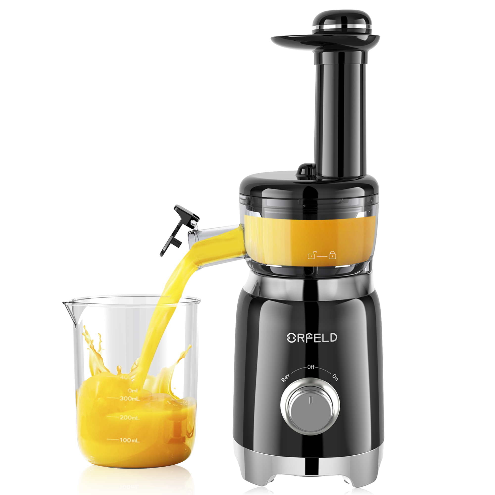 Masticating Juicer, ORFELD 100W Juicers Machine New Extractors for Fruits and Vegetables, Black - image 1 of 13