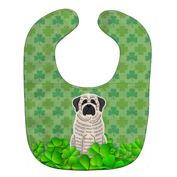 Mastiff Brindle White Shamrocks Baby Bib