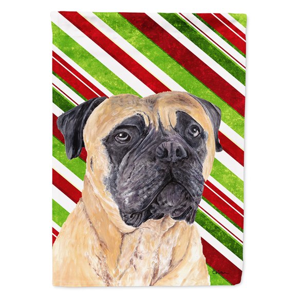 Mastiff Candy Cane Holiday Christmas Flag Canvas House Size