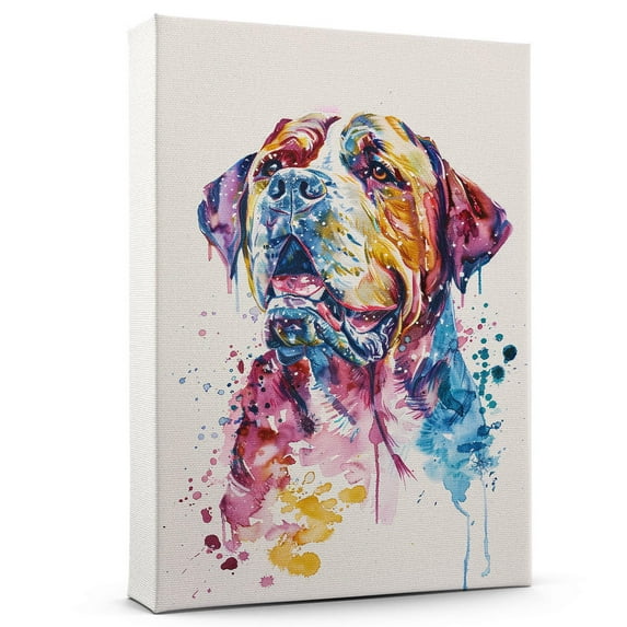 Mastiff Christmas Dog Wall Art Animal Oil Painting On Canvas Poster Dog Watercolor Colorful Cute Dogs Aesthetic Room Decor Canvas Poster Unframe 8x12 inch