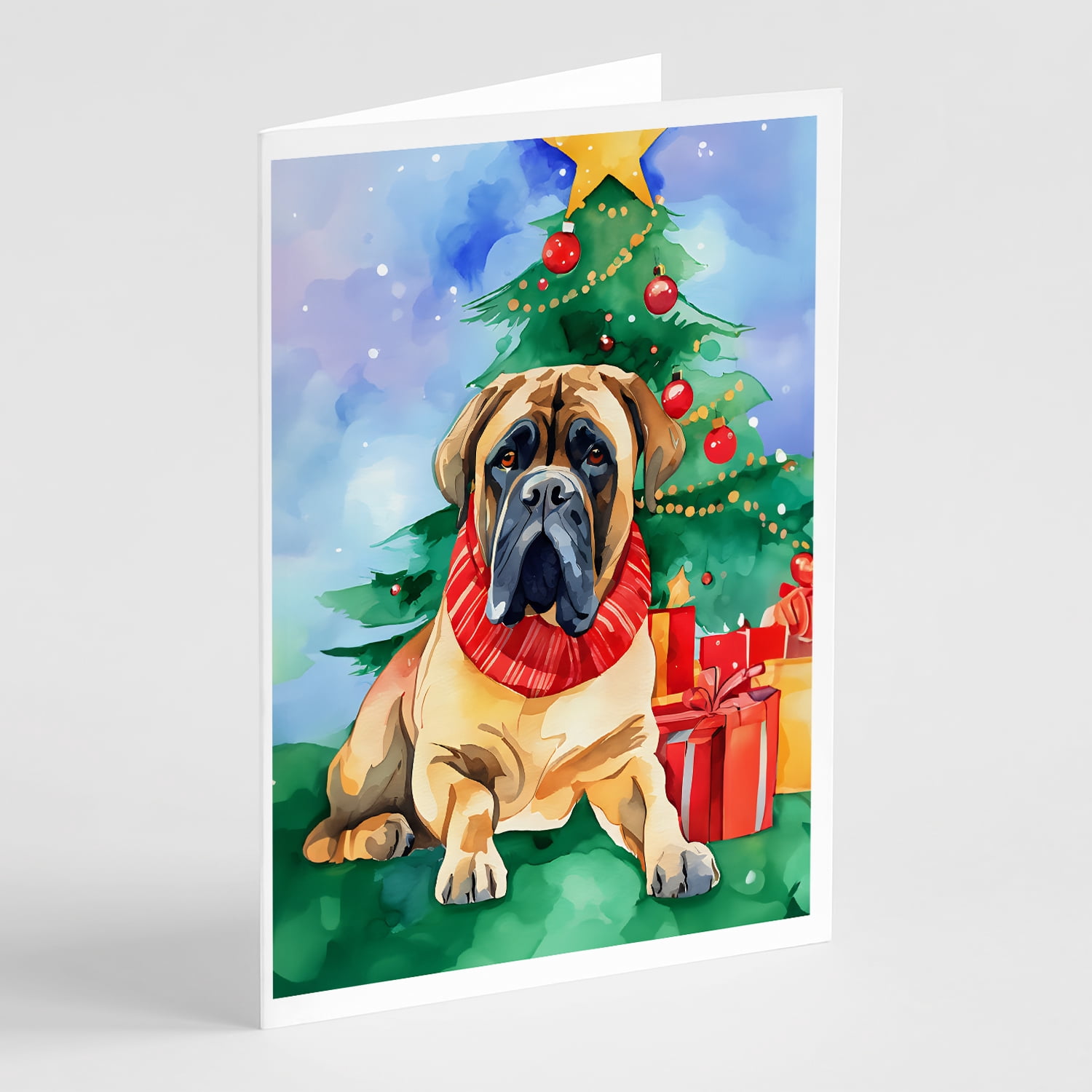 Mastiff Christmas Greeting Cards Pack of 8 7 in x 5 in