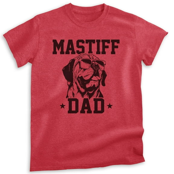 Mastiff Dad, Unisex Men's Shirt, English Mastiff, Mastiff Owner, Funny Dog Dad Gift, Heather Red, Small