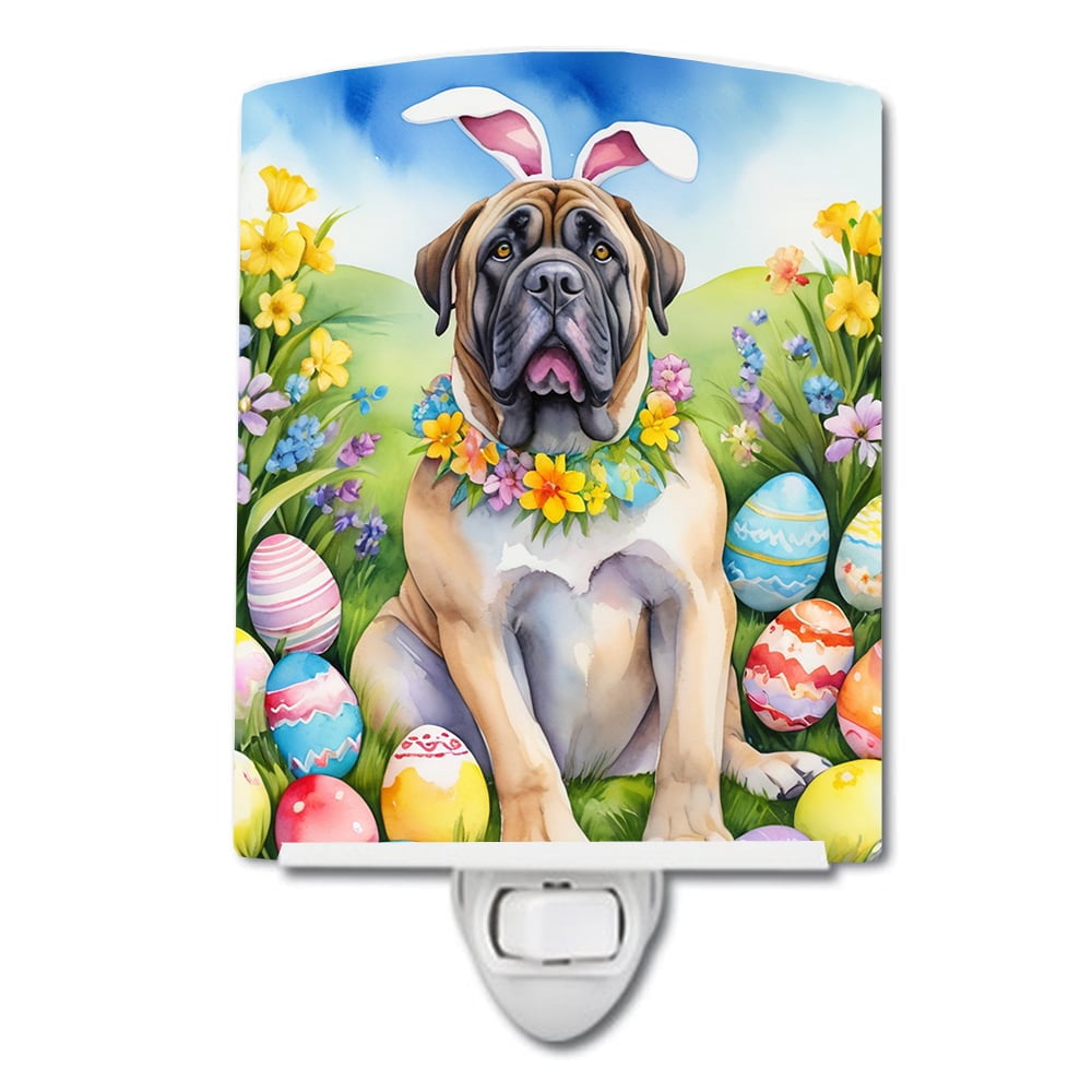 Mastiff Easter Egg Hunt Ceramic Night Light 4 in x 6 in