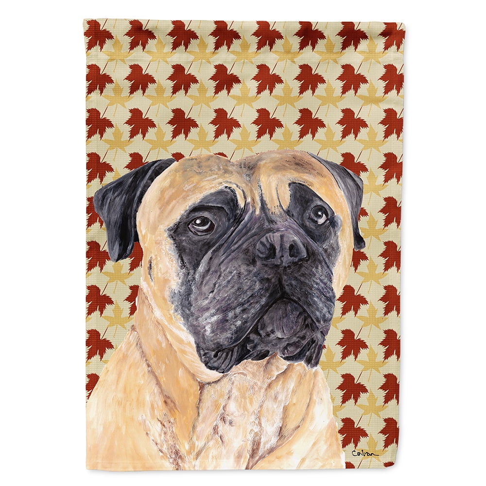 Mastiff Fall Leaves Portrait Garden Flag