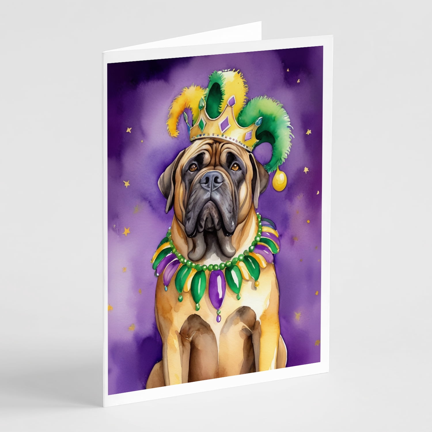 Mastiff King of Mardi Gras Greeting Cards Pack of 8 7 in x 5 in