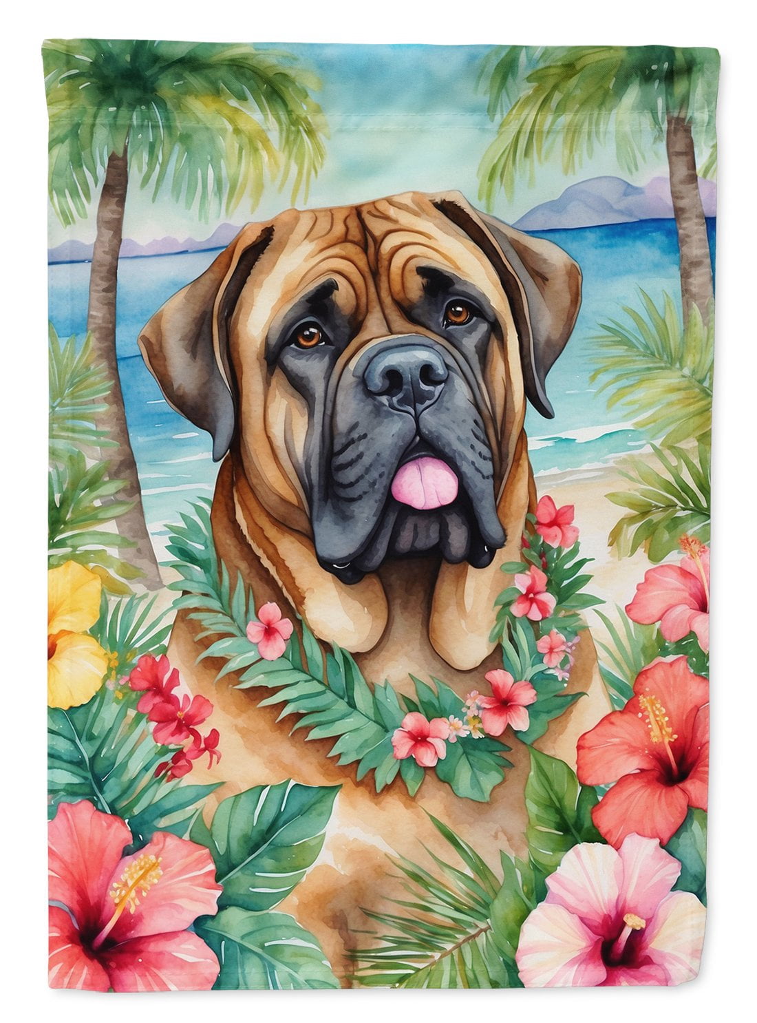 Mastiff Luau Garden Flag 11.25 in x 15.5 in