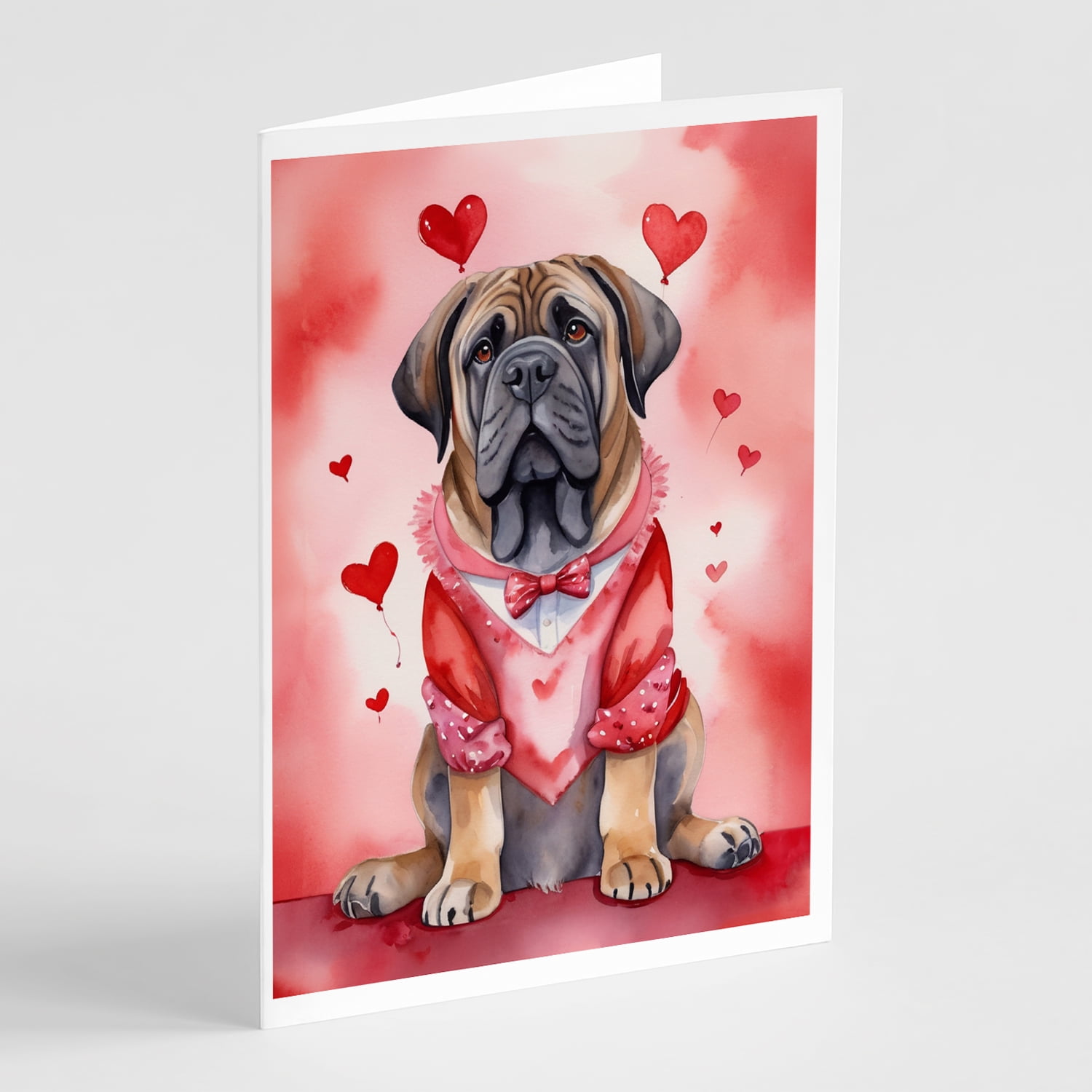 Mastiff My Valentine Greeting Cards Pack of 8 7 in x 5 in