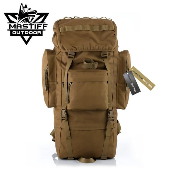 Mastiff Outdoor 50L TAN Hiking Camping Travel Waterproof Backpack Outdoor Sports Gift
