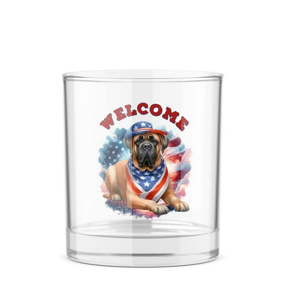 Mastiff Patriotic Welcome for 4Th of July Independence Day 11oz Whiskey Glass Mug Mastiffs Dog Lover Gifts Idea Whiskey Cocktail Glasses Cup - 00010