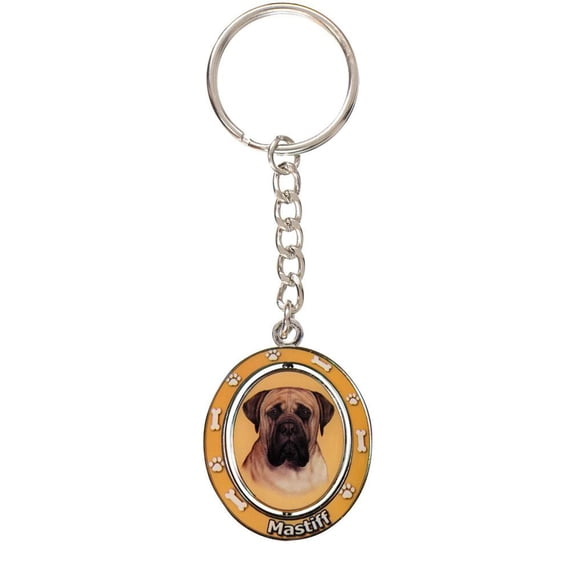 Mastiff Portrait Oval Metal Keychain