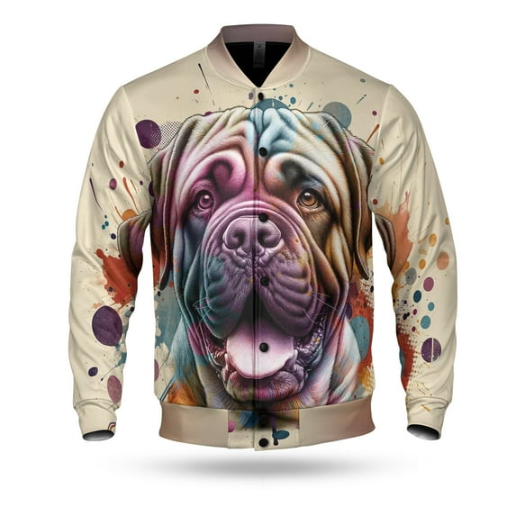 Mastiff Portrait Watercolor Vintage Retro Styles All Over Print 3D Baseball Jacket Mastiffs Dog Lover Gifts Idea Bomber Jacket Softball - 00001