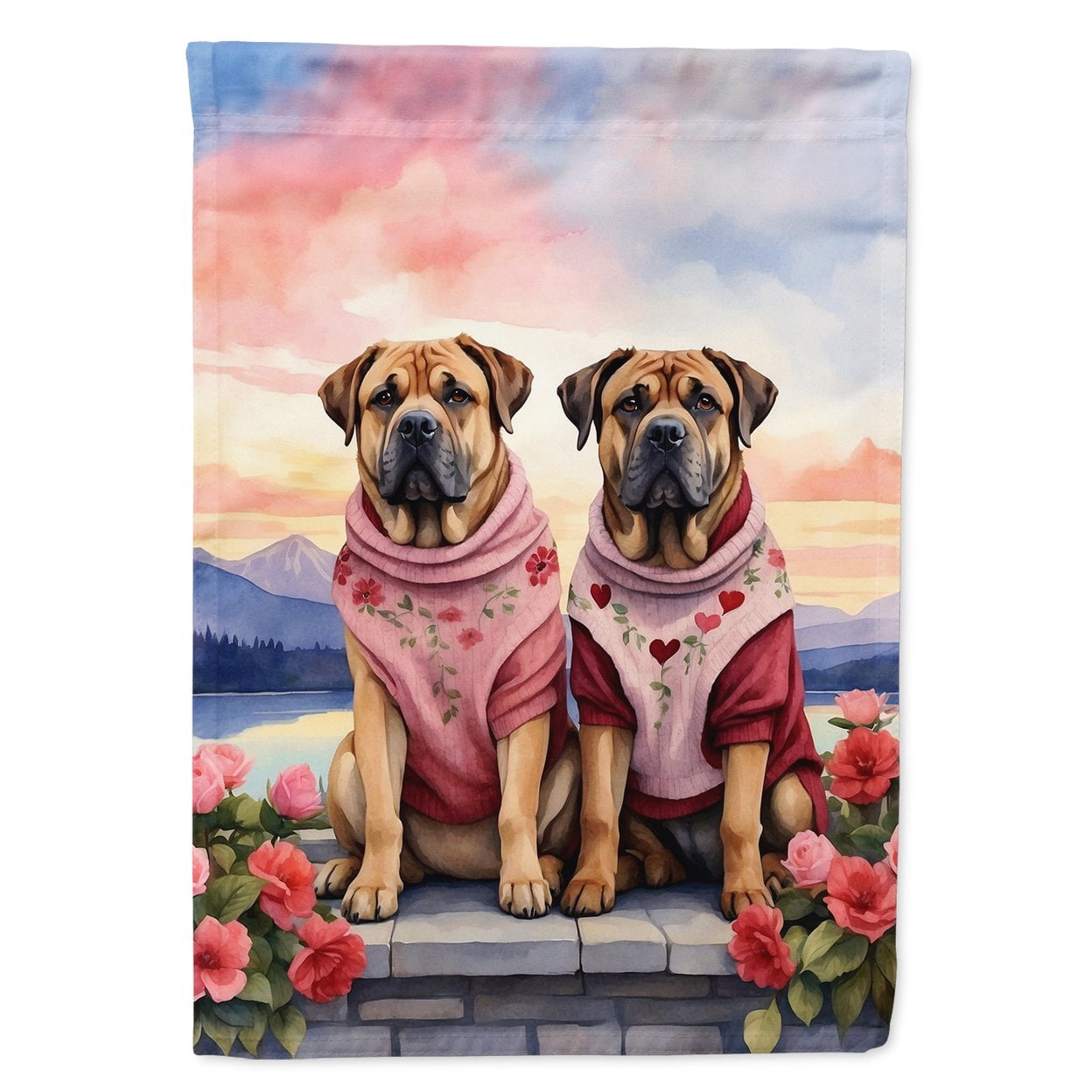Mastiff Two Hearts House Flag 28 in x 40 in