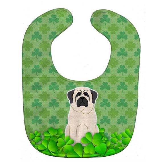 Mastiff White Shamrocks Baby Bib