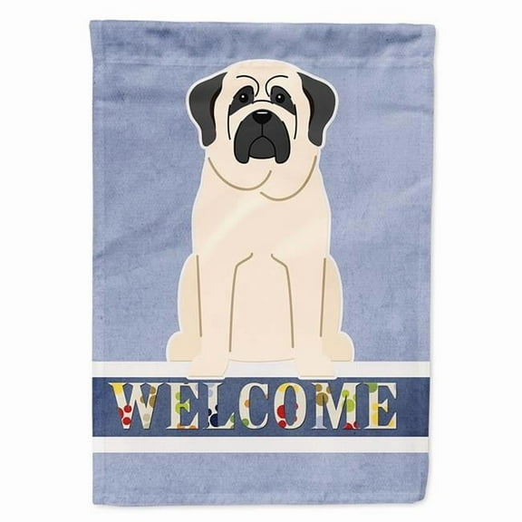 Mastiff White Welcome Flag Canvas House Size