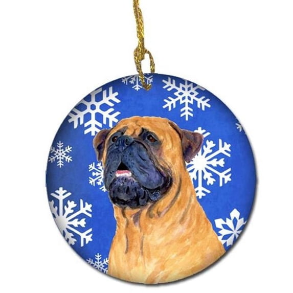 Mastiff Winter Snowflakes Holiday Christmas Ceramic Ornament