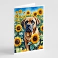thumbnail image 1 of Mastiff in Sunflowers Greeting Cards Pack of 8 7 in x 5 in, 1 of 3
