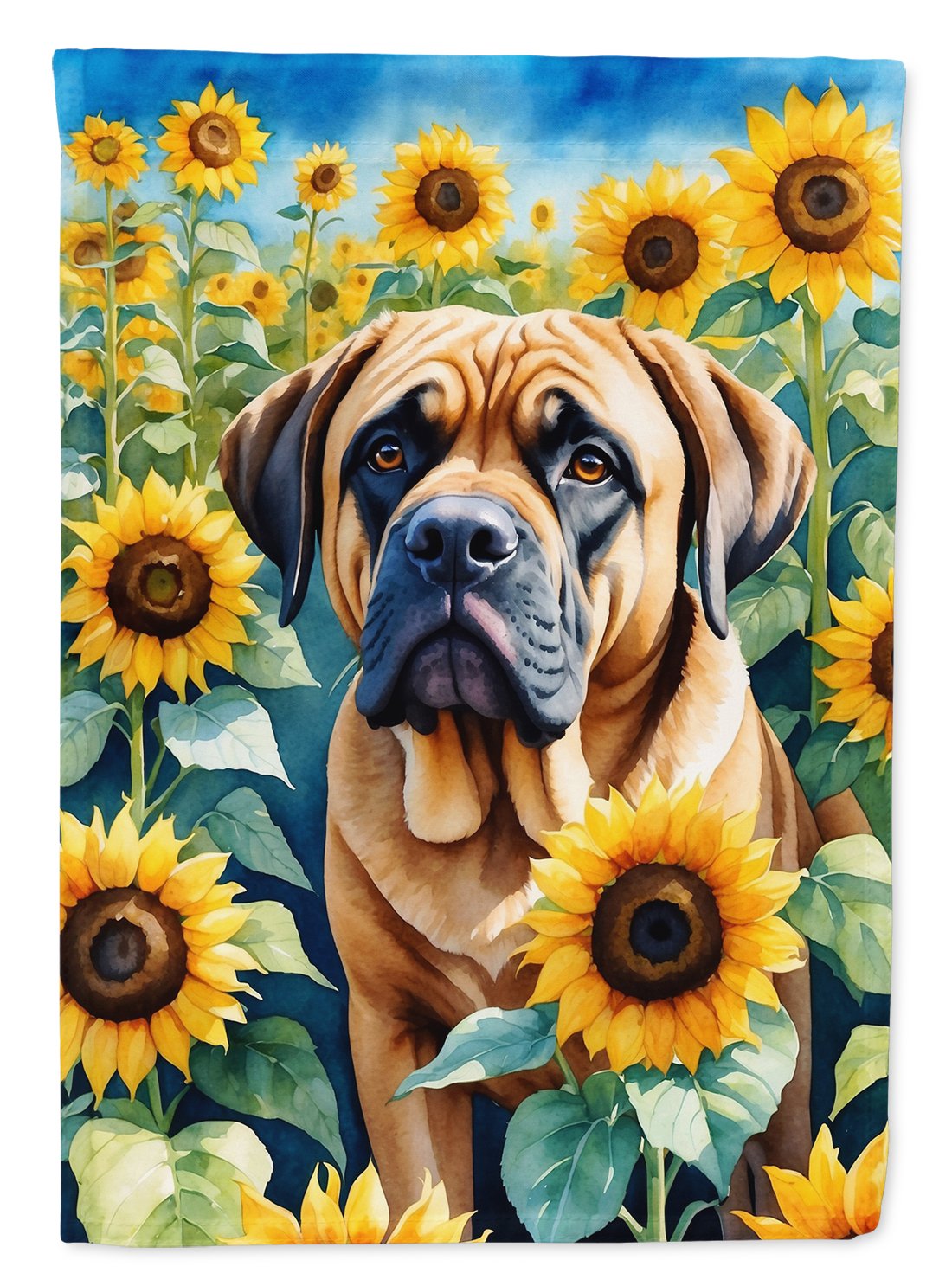 Mastiff in Sunflowers House Flag 28 in x 40 in