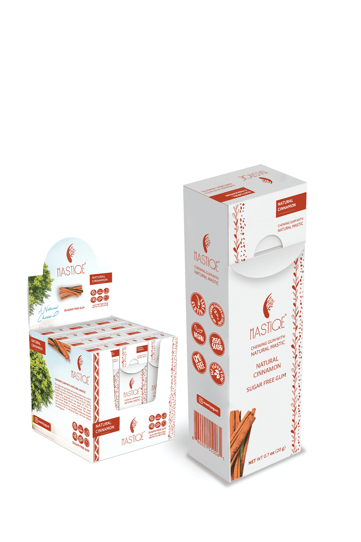 Mastiqe Sugar Free Chewing Gum with Natural Mastic -Cinnamon (12-Box)