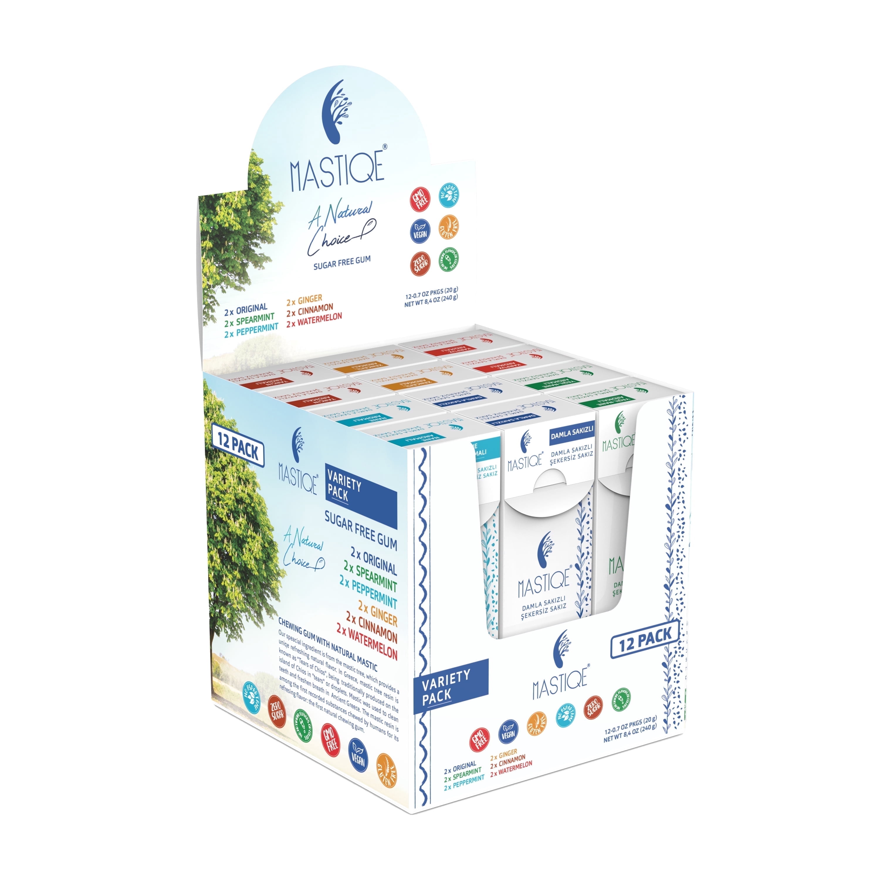 Mastiqe Sugar Free Chewing Gum with Natural Mastic -Variety Pack