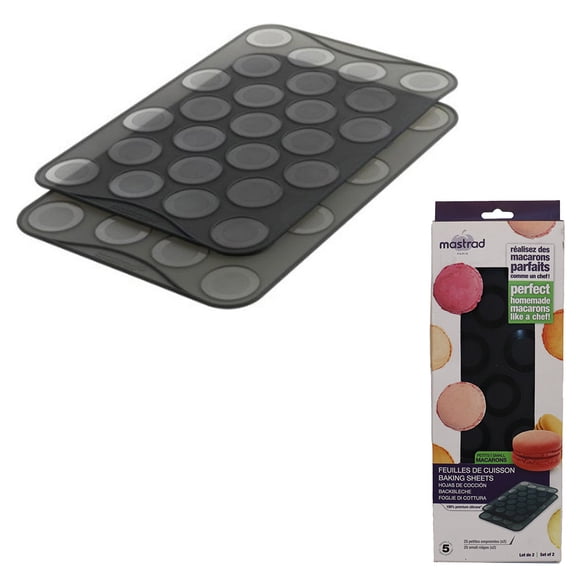 Mastrad Silicone Macaron Baking Sheet Set of 2, Black