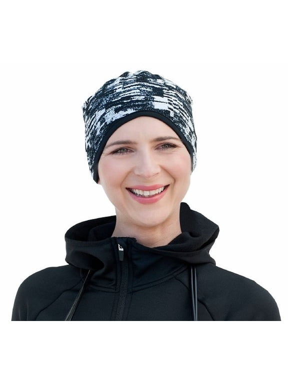 Headwear Active- Infinity Power Black and White Sport Hat| Cotton Hat Women| Chemo Cancer Hair Loss (Power Black and White)