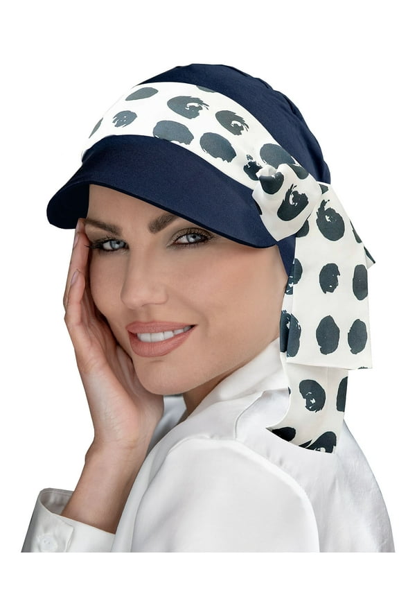 Katia Plus Summer hat for woman sun hat woman uv protection (Navy Polka Dot)