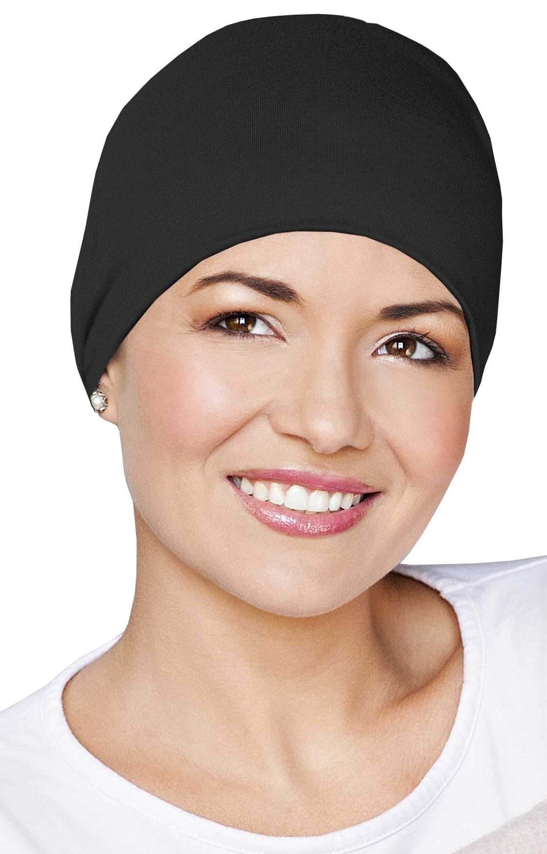MASUMI Chemo Sleep Hat for Women, Soft Cotton Hats for Ladies, Chemo Headwear Turbans Cap Beanie Cancer Head Coverings with Double Layer (Black)