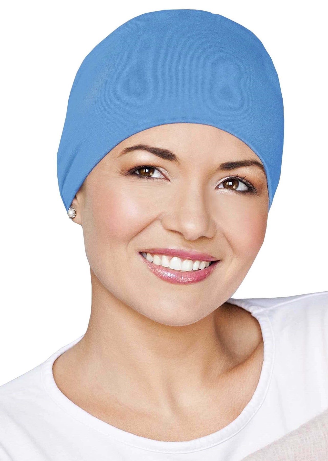 MASUMI Chemo Sleep Hat for Women, Soft Cotton Hats for Ladies, Chemo Headwear Turbans Cap Beanie Cancer Head Coverings with Double Layer (Blue Ocean)