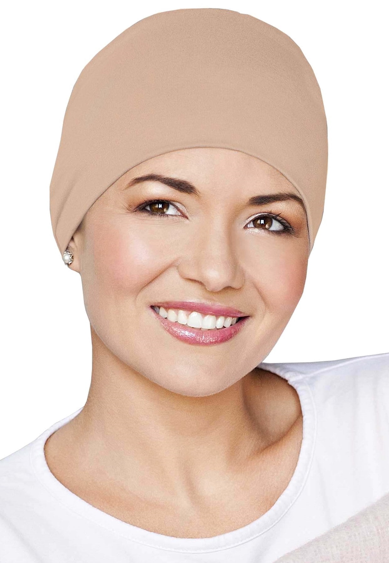 MASUMI Chemo Sleep Hat for Women, Soft Cotton Hats for Ladies, Chemo Headwear Turbans Cap Beanie Cancer Head Coverings with Double Layer (Champagne)