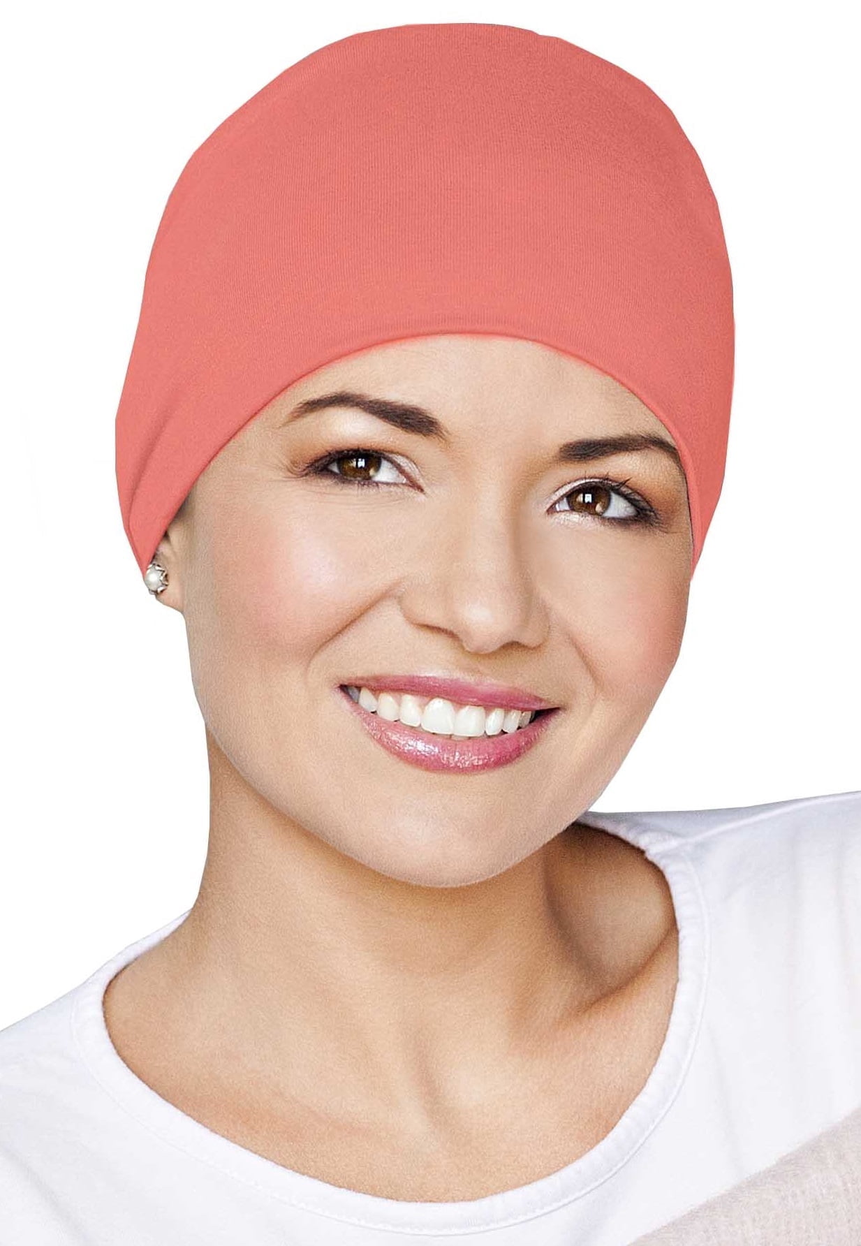 MASUMI Chemo Sleep Hat for Women, Soft Cotton Hats for Ladies, Chemo Headwear Turbans Cap Beanie Cancer Head Coverings with Double Layer (Coral)