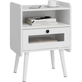 thumbnail image 1 of Masupu Night Stand, Modern Side Table Nightstand Bedside Table with Storage Drawer and Open Wood Shelf,Small End Side Table with Front Clear Drawer for Bedroom,Living Room,White Without Outlet, 1 of 8