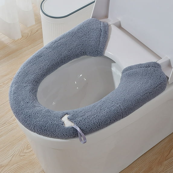 Mat * 1 Thicker Bathroom Soft Toilet Seat Cover Pad Warmer Stretchable Elongated Toilet Seat Washable Easy Installation Comfortable Cushioned Toilet Lid All Oval Toilet