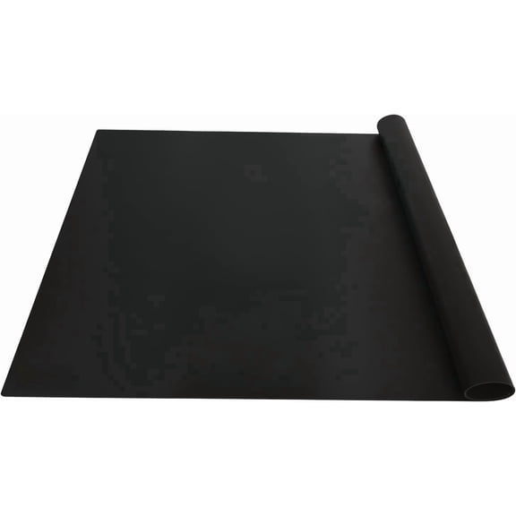 PLERISE 36 x 24 Inch Silicone Placemat, Heat Resistant Washable Mat for Kitchen Counter Dining Table, Black, 1 Pack