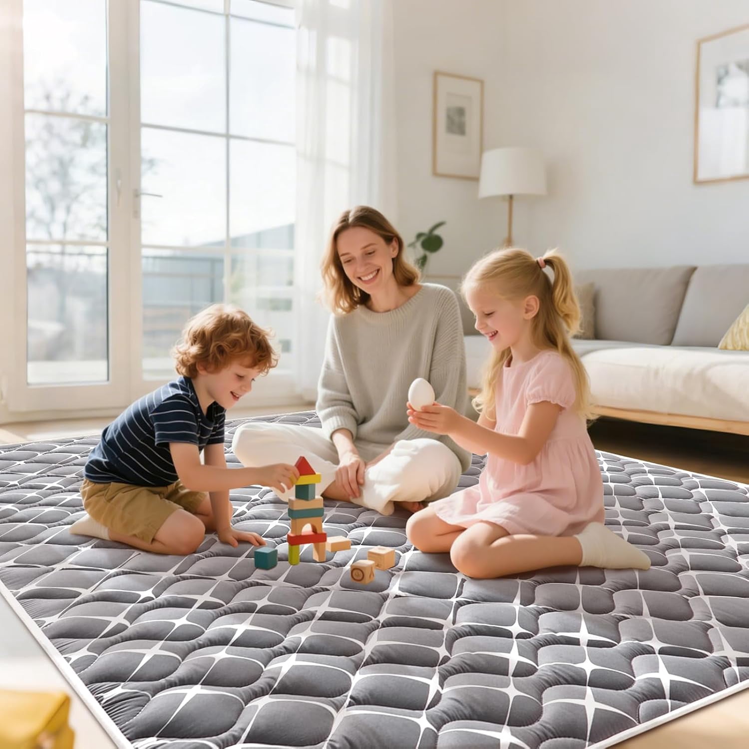 Mat - 71" X 59",Premium Thicker Foam One-Piece  Washable,  Large Anti-Slip Soft Cushioning Foam Playmats for Babies and Toddlers, Foldable  Crawling Mat for Playpen