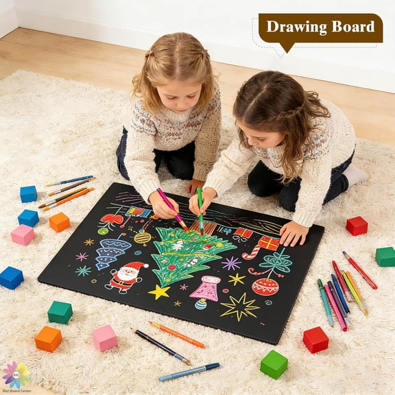 Mat Board Center, 12 Pack 16x20 Black Foam Boards, Acid Free Foam Core Board, 1/8 inch Thick