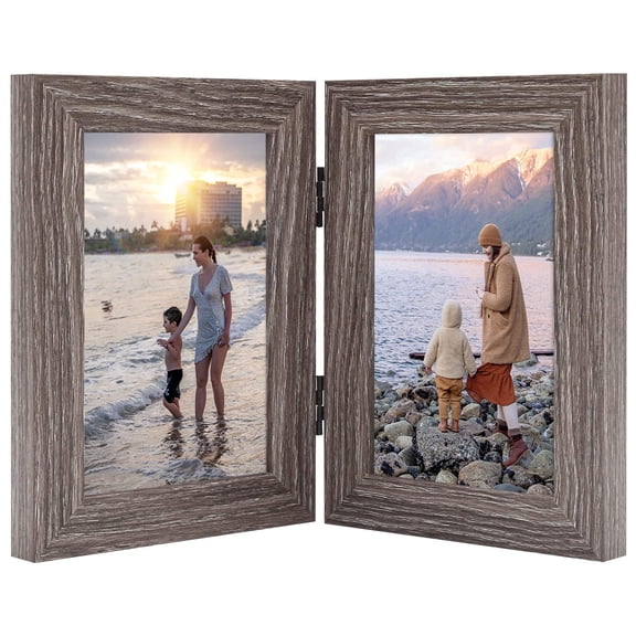 Mat Board Center 2-Opening 4x6 Gray Hinged Picture Frames, 1 Pack