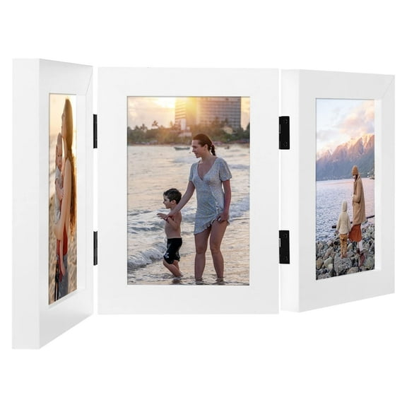 Mat Board Center 3-Opening 4x6 Collage Desktop Picture Frame, White, 1-Pack