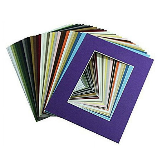 Mat Board Center, High Quality Crescent Pack of 10, 8x10 MIXED COLORS Picture Mats Mattes Matting