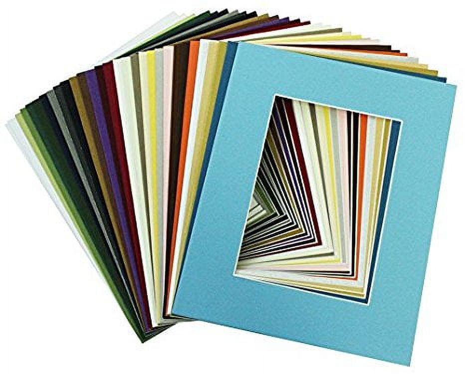 AUEAR, 20 Pack Mixed Color 11x14 Pre-Cut Acid Free Picture Mat for 8x10  Photos/Artworks/Prints with White Core Bevel Cut Framing Mats
