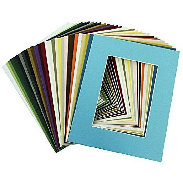 Mat Board Center, High Quality Crescent Pack of 20, 8x10 MIXED COLORS White  Core Picture Mats 