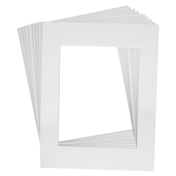 Mat Board Center Premier High Quality Acid-Free Pre-Cut 8x10 White Picture Mat Sets.