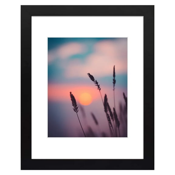 Mat Board Center Solid Wood 11x14 Picture Frame Matted to 8x10, Black, 1 Pack
