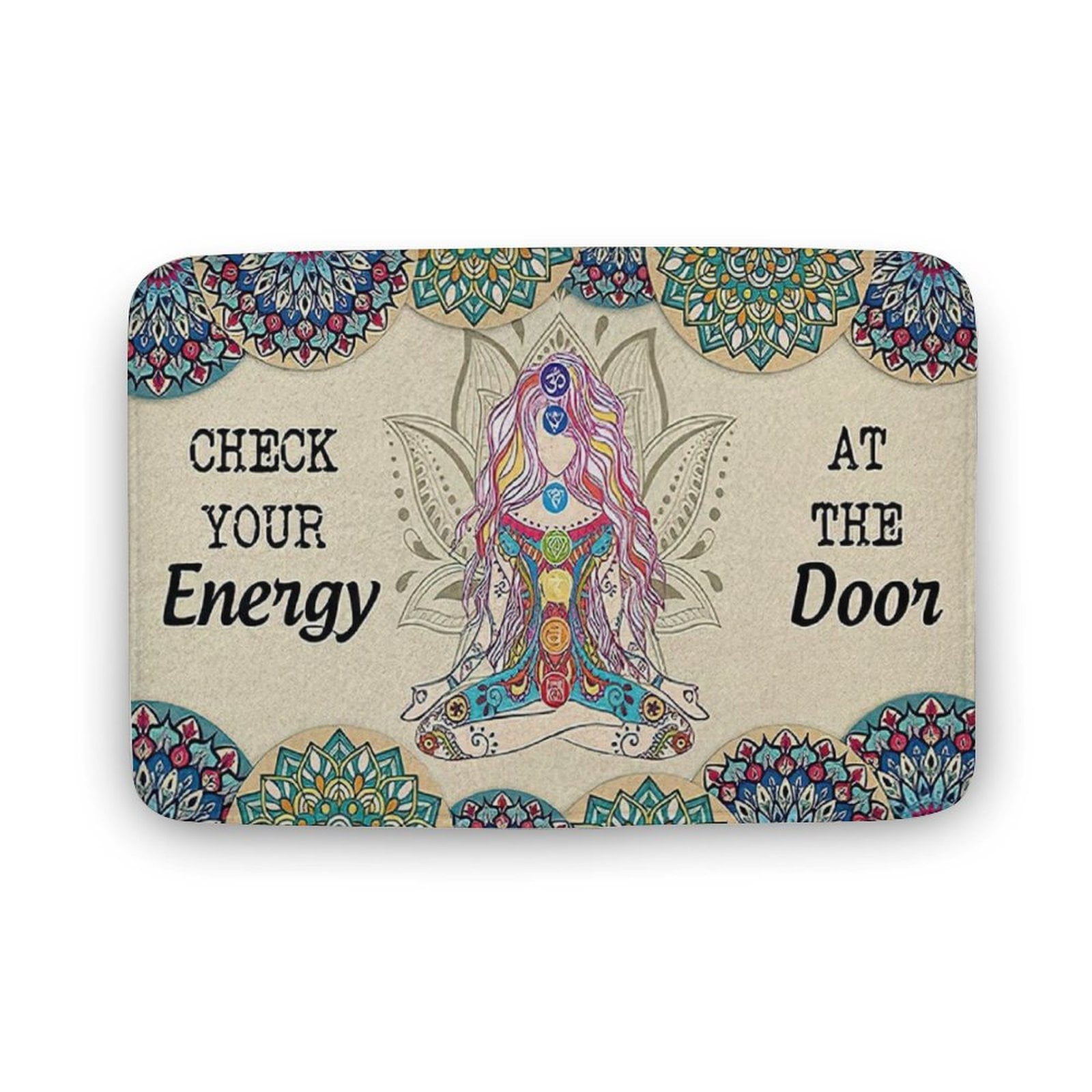 Mat for Dog Food and Water Bowls Check Your Energy at The Door Yoga