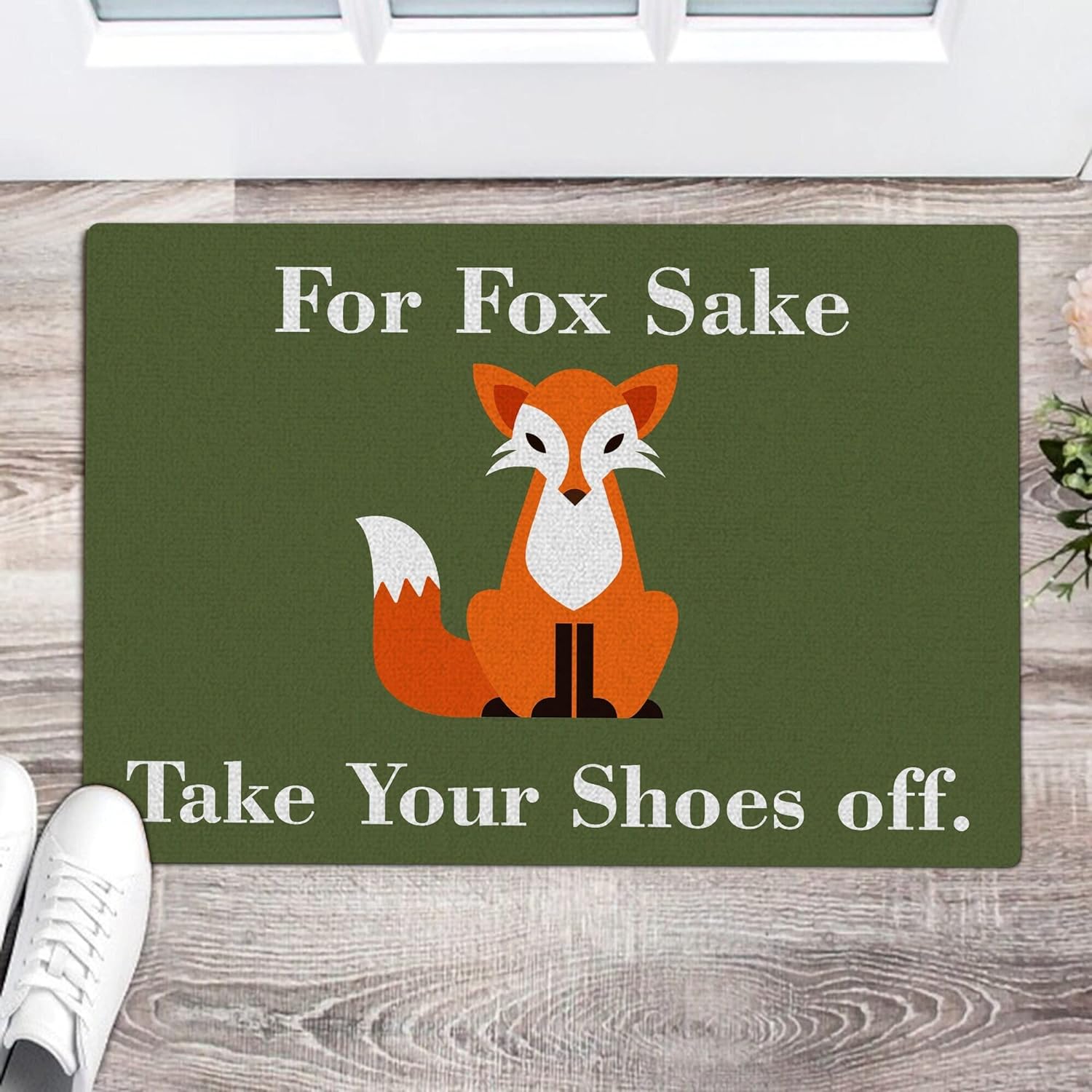 Mat for Entryway Indoor Take Your Shoes Off Polyester Doormat Funny Fox
